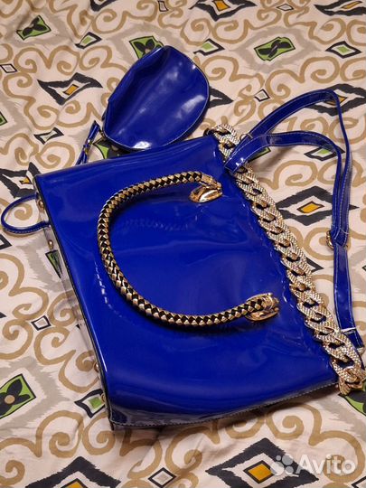 Сумка синяя лаковая Luisido