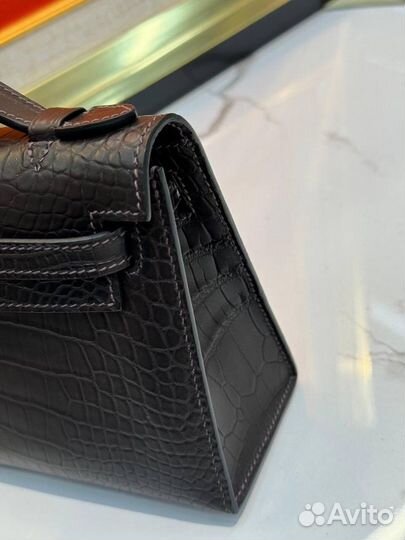 Сумка Hermes Kelly Pochette Croco черная