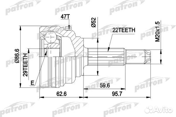 Patron PCV1401 шрус chevrolet lanos 1.4-1.5 97- на