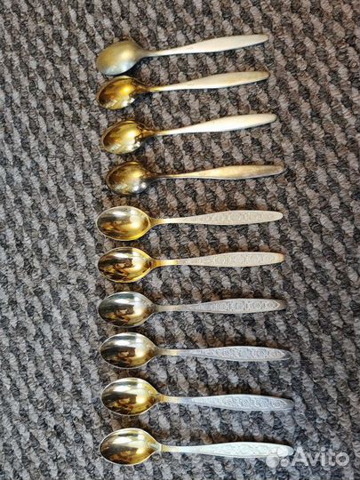 Набор ложек 10 штук СССР Мельхиор позолота