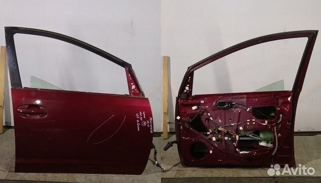 Дверь боковая toyota Prius NHW2 03-11 FR красная с
