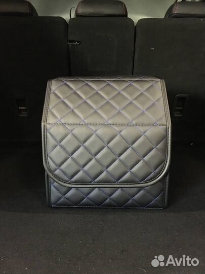 Органайзер в багажник ромб, экокожа черный, син