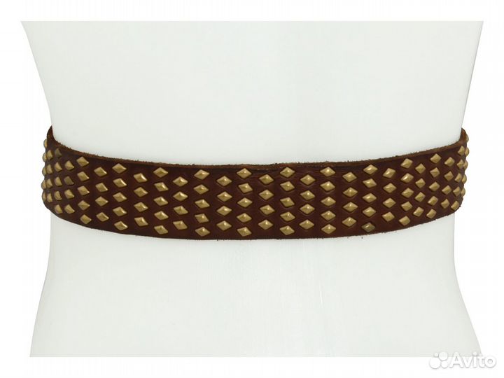 Мужской ремень из кожи буйвола Bedstu, клёпанный