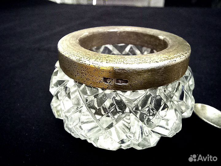 Солонка хрусталь,серебро СССР