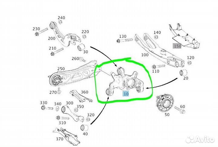 Кулак поворотный задний правый Mercedes-Benz