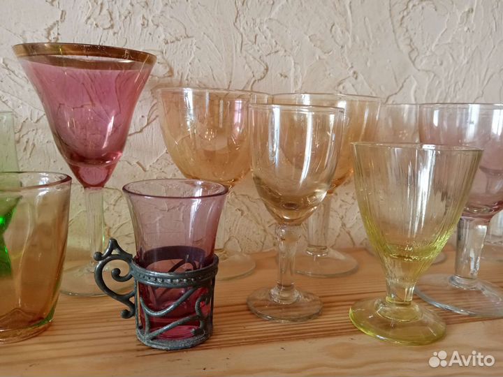 Советские рюмки и стопки из цветного стекла