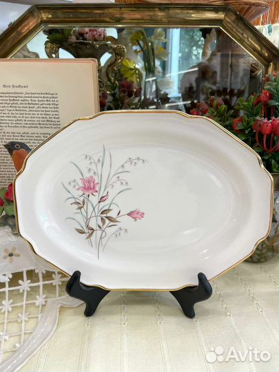 Винтаж, овальное блюдо США 22 карат. золото