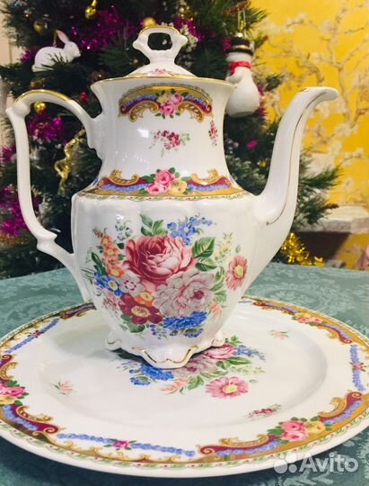 Заварочный чайник и блюдо Лимож