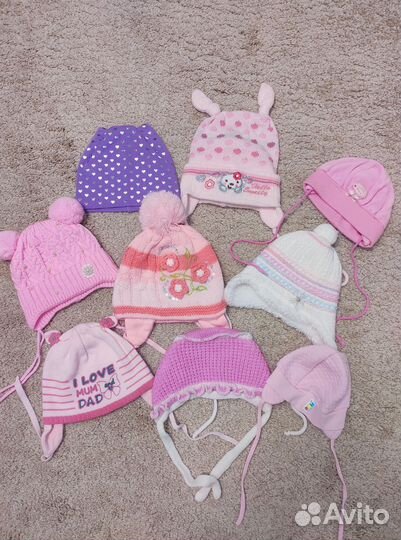 Шапка зимняя осенняя на девочку 9шт/ цена за все