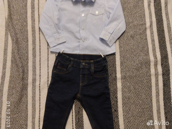 Рубашки, джинсы, комбинезоны 74-80