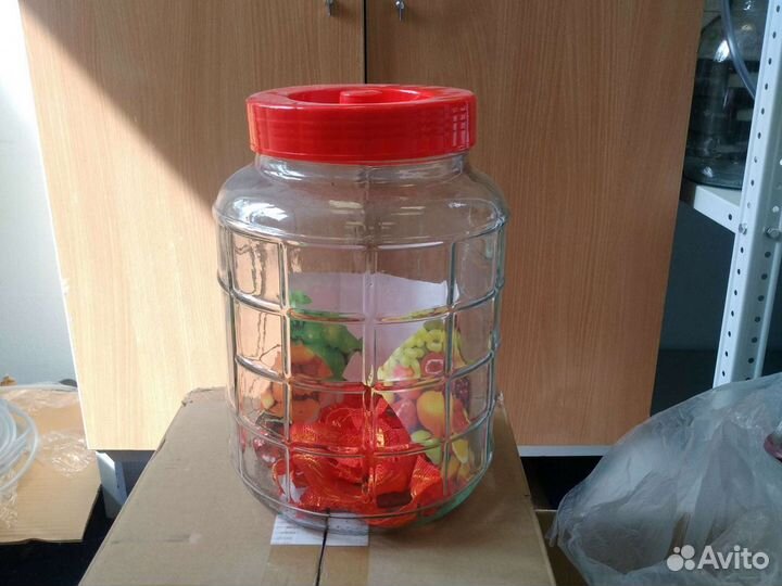 Банка 18 л стекло крышка с гидрозатвором