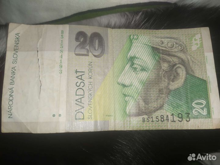 Банкнота 20 крон Словакии 1995 года