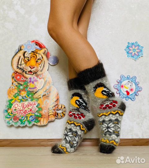 Носки пуховые Красивые Теплые Мягкие козий пух