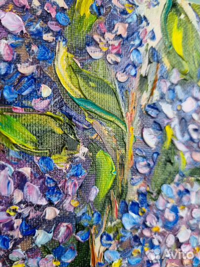 Картина маслом сирень цветы миниатюра натюрморт