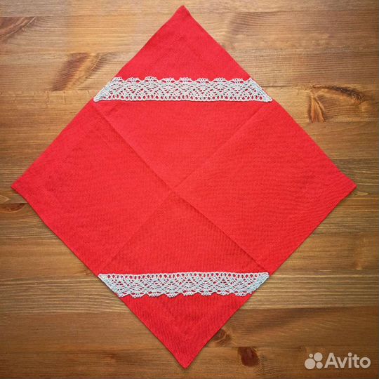 Салфетки 30х30 лён с кружевом