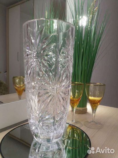 Ваза для цветов хрусталь цветной хрусталь