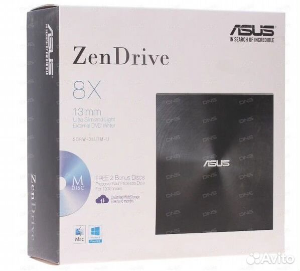 Привод внеш. DVD-RW asus sdrw-08U7M-U1043218