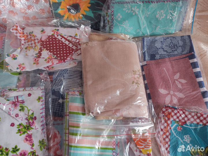 Ткань СССР Лот отрезов Пошив Кукла-оберег Винтаж