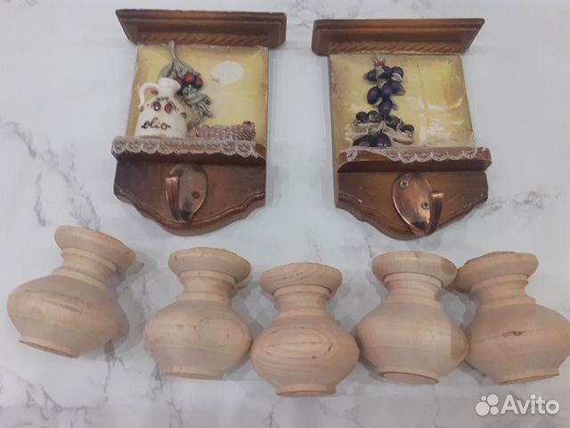 Полочка-крючок 2 и заготовки деревянные для ручек