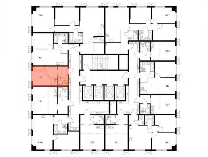 Квартира-студия, 20,5 м², 29/33 эт.