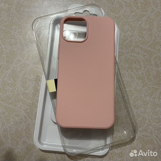 Чехол накладка iPhone 13 mini розовый и прозрачный