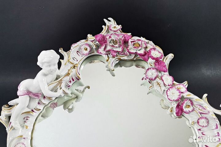 Зеркало фарфоровое винтаж,Германия Plaue