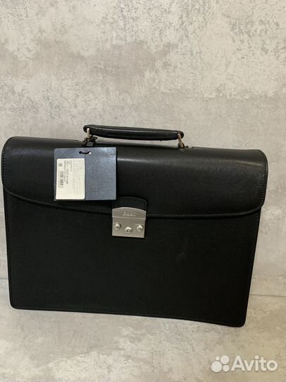 Мужской кожаный портфель черный Италия