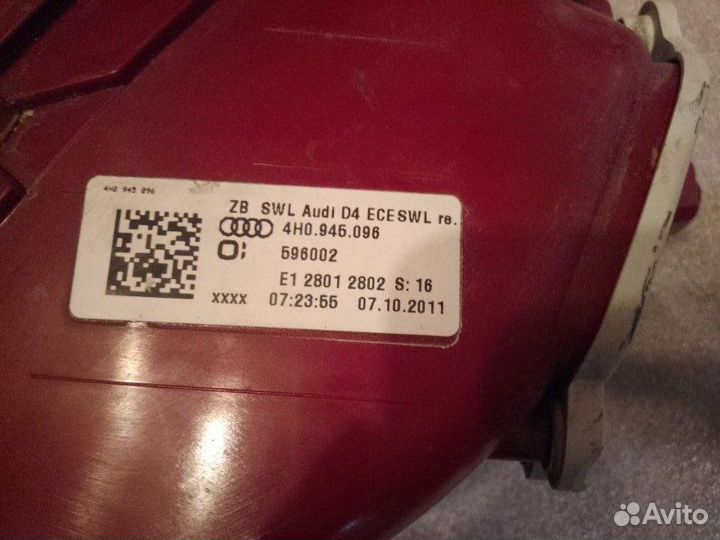 Стоп-сигнал задний правый Audi A8 D4 long 4.2 cdra