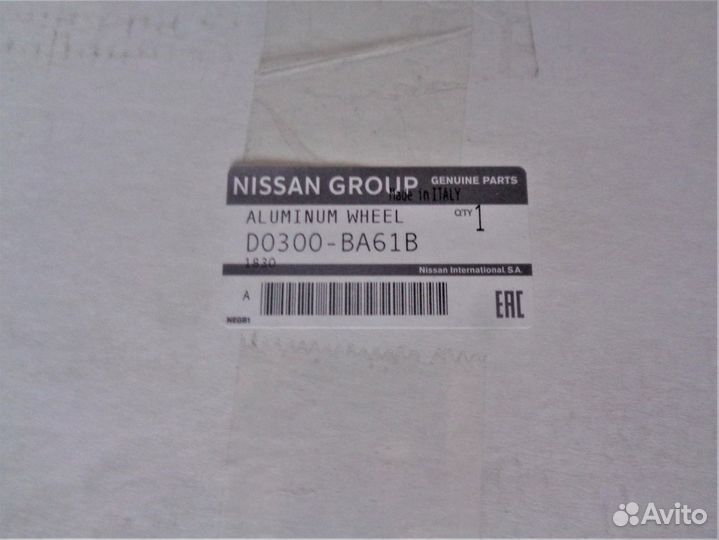 Диск литой R17 Nissan Juke D0300BA61B