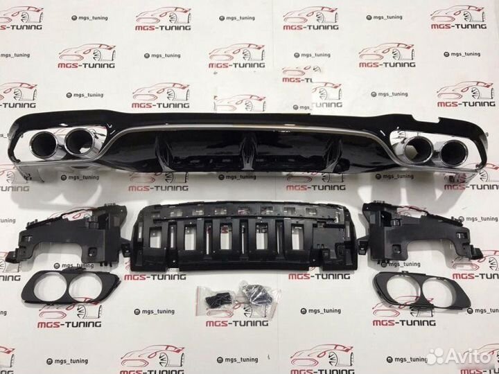 Диффузор хром + Chrome насадки E-Class 53AMG W213