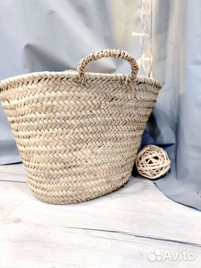 Корзина с ручками из рафии made in Morocco
