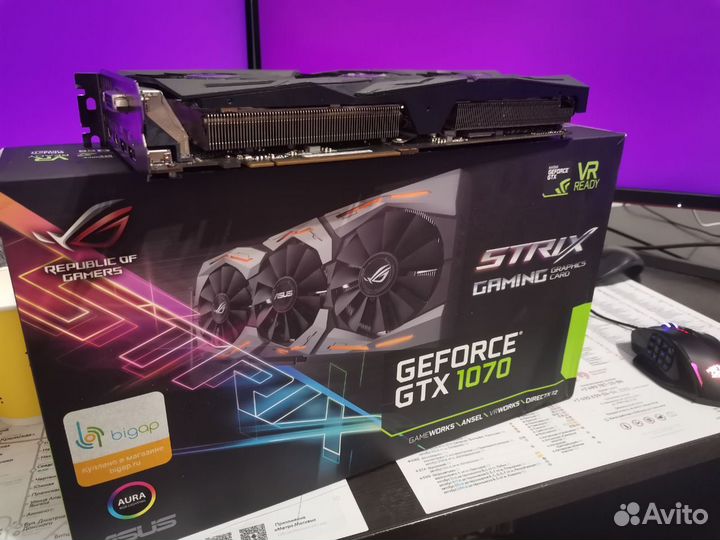 ROG strix GeForce GTX1070 8G gaming 1721 мгц