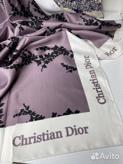 Шелковый платок christian dior лиловый