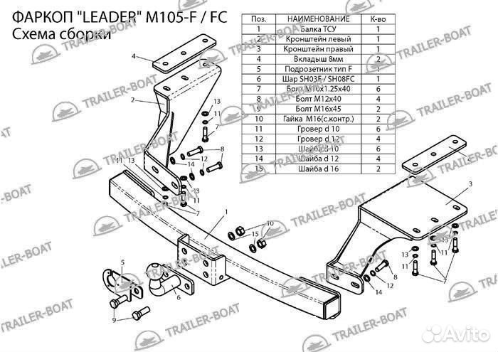 Фаркоп Mitsubishi Outlander XL 2007-2012, рама и крюк шар 50 мм, 13021