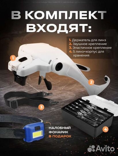 Очки лупа с подсветкой Новые