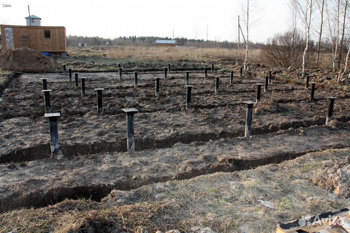 Свайный фундамент, монтаж винтовых свай