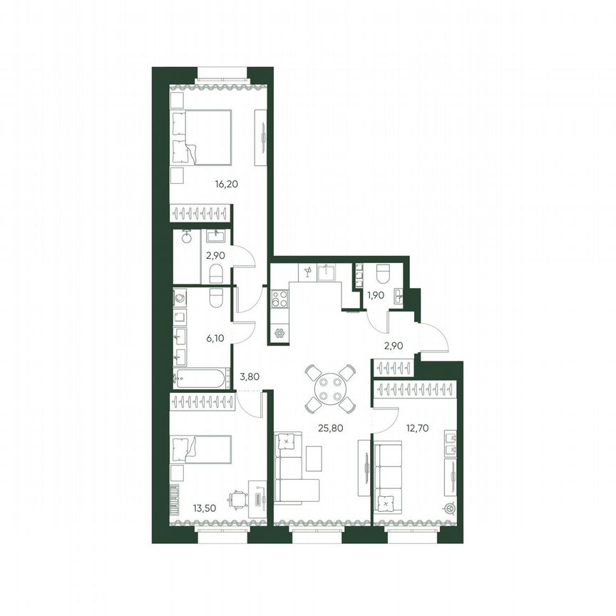 3-к. квартира, 85,8 м², 3/10 эт.