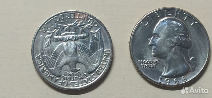 Монета 1/4 доллара.сша liberty Перевертыш Обмен