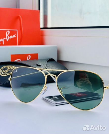 Очки ray ban aviator авиаторы зеленые