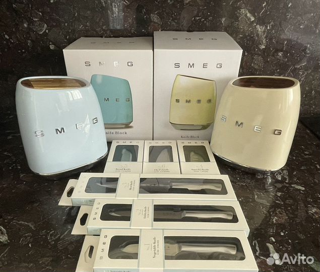 Ножи Smeg Набор ножей Смег с подставкой