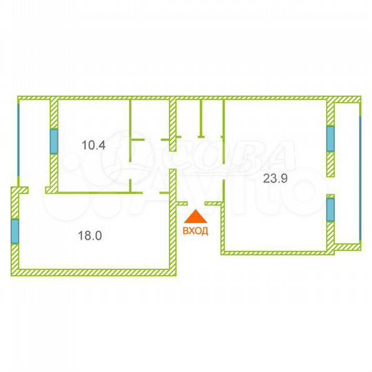 2-к. квартира, 65,2 м², 1/3 эт.