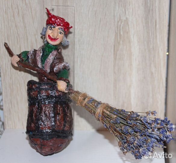 Ватная игрушка. Баба Яга. Ёлочная игрушка