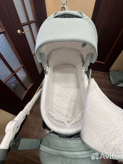 Коляска 2 в 1 indigo porto шалфей экокожа + лён