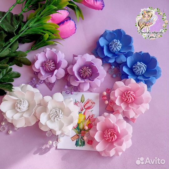 Цветы на заколках (резинках)