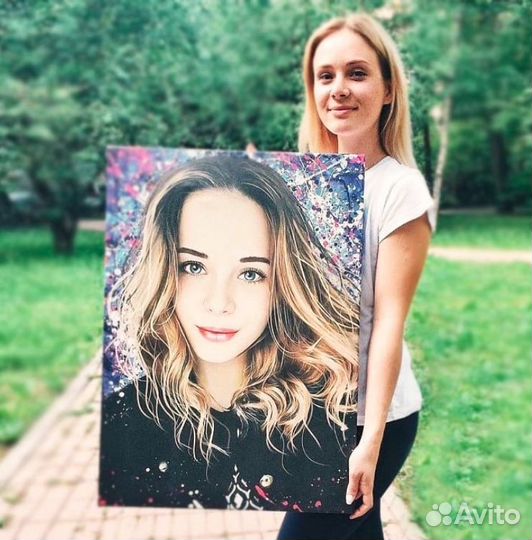 Портрет по фото на холсте - подарок на свадьбу