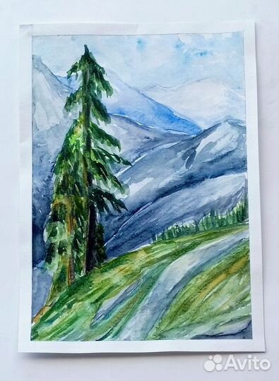 Пейзаж акварелью