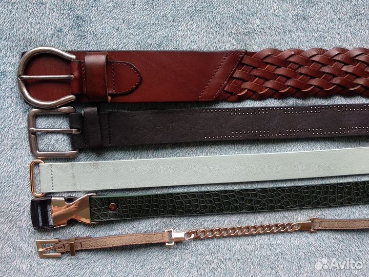 Кожаный ремень пояс женский широкий тонкий