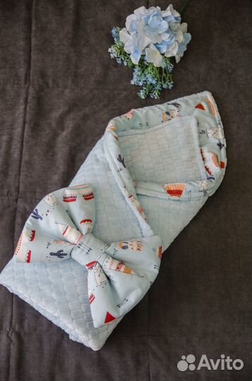 Одеяло коверт для мальчика на выписку