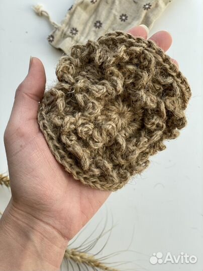 Джутовая мочалка. Ручная работа