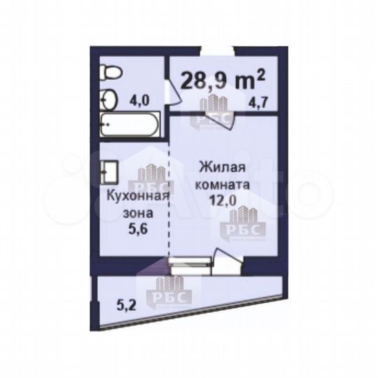Квартира-студия, 28,9 м², 10/16 эт.